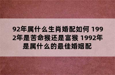 92年属什么生肖婚配如何 1992年是苦命猴还是富猴 1992年是属什么的最佳婚姻配